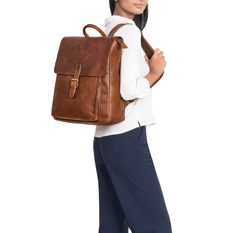 "Debbie" Großer Vintage Lederrucksack Damen mit Laptopfach 15.6 Zoll