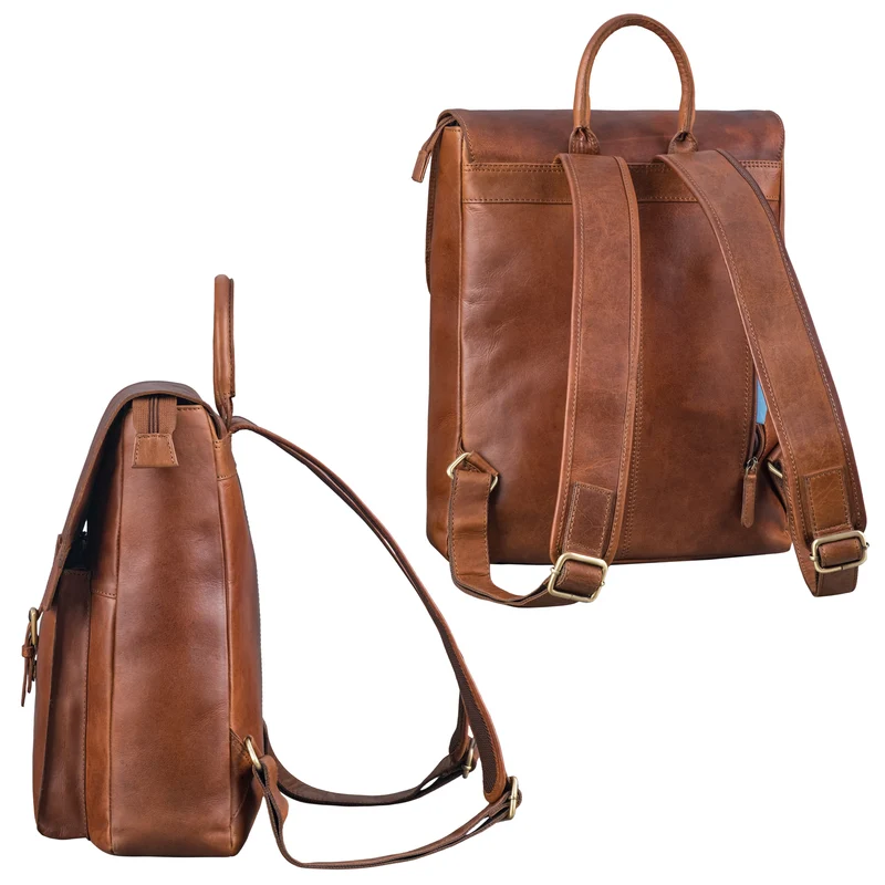 "Debbie" Großer Vintage Lederrucksack Damen mit Laptopfach 15.6 Zoll
