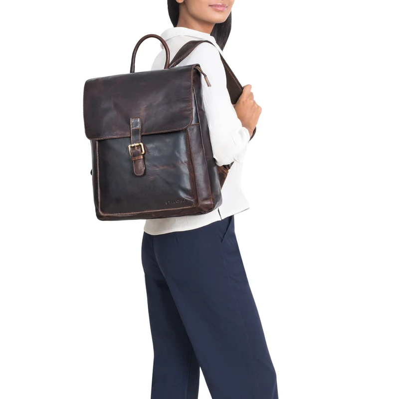 "Debbie" Großer Vintage Lederrucksack Damen mit Laptopfach 15.6 Zoll