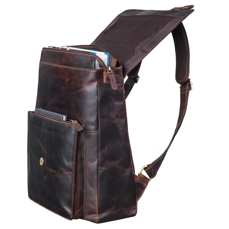 "Debbie" Großer Vintage Lederrucksack Damen mit Laptopfach 15.6 Zoll