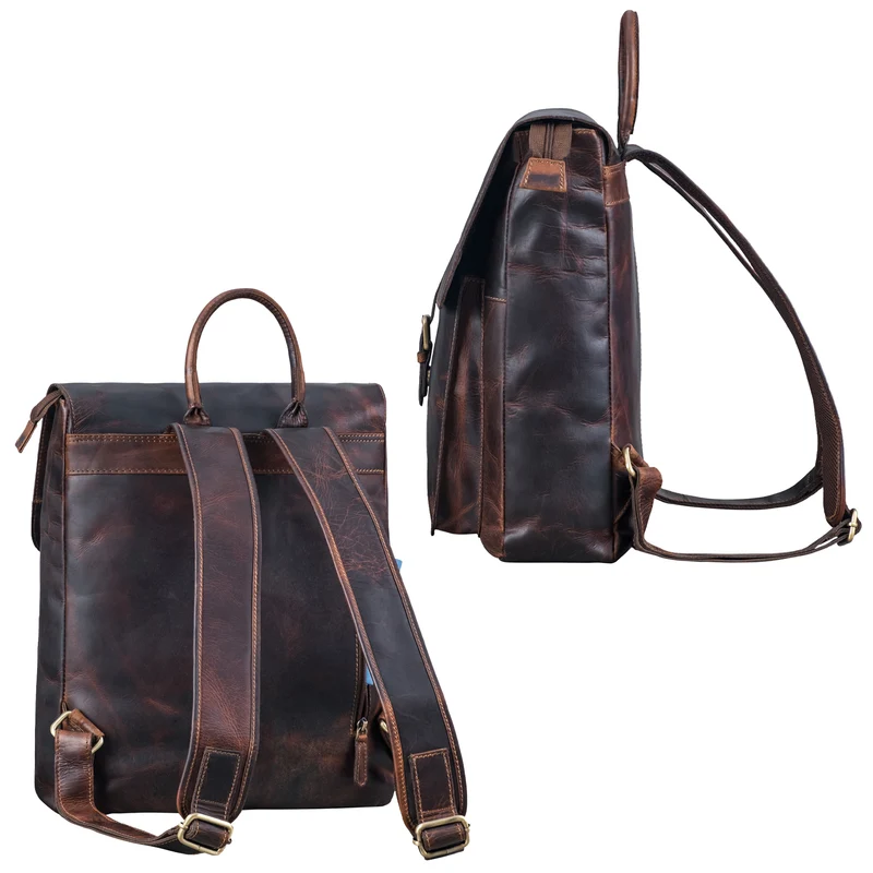"Debbie" Großer Vintage Lederrucksack Damen mit Laptopfach 15.6 Zoll