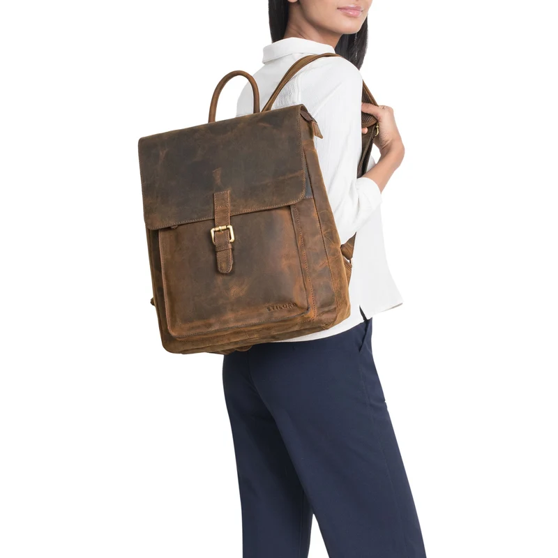 "Debbie" Großer Vintage Lederrucksack Damen mit Laptopfach 15.6 Zoll