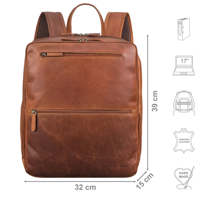 "Ettore" Großer Business Rucksack Herren Leder 17 Zoll Laptoprucksack