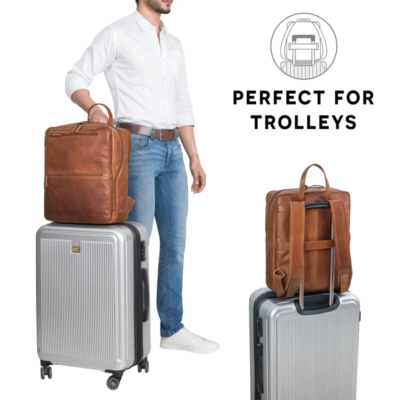 "Ettore" Großer Business Rucksack Herren Leder 17 Zoll Laptoprucksack