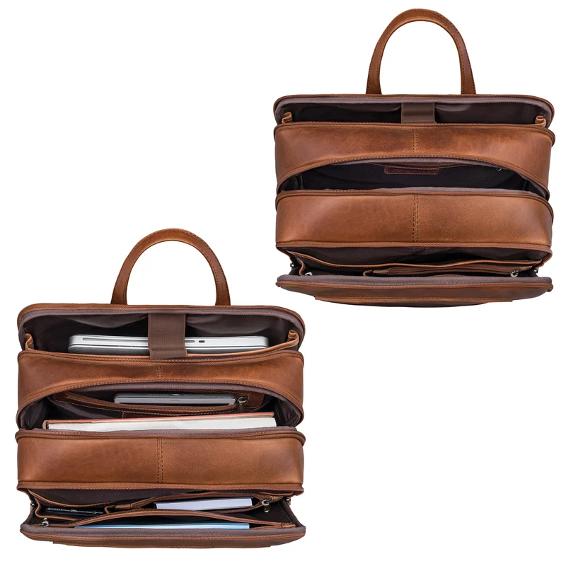 "Ettore" Großer Business Rucksack Herren Leder 17 Zoll Laptoprucksack