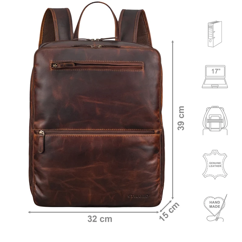 "Ettore" Großer Business Rucksack Herren Leder 17 Zoll Laptoprucksack