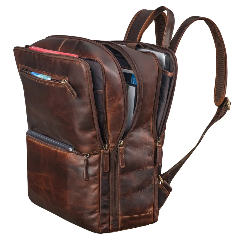 "Ettore" Großer Business Rucksack Herren Leder 17 Zoll Laptoprucksack