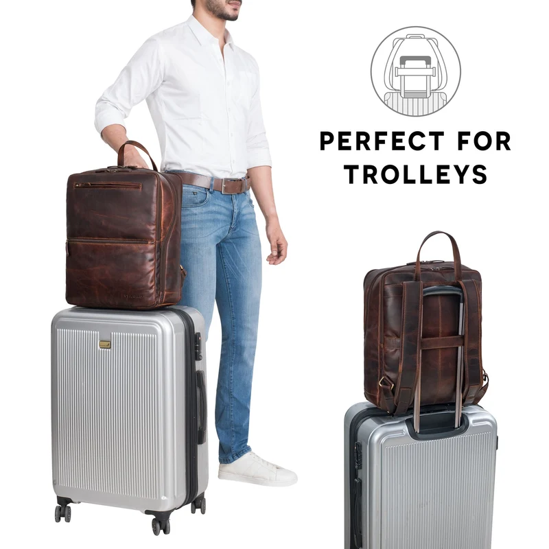 "Ettore" Großer Business Rucksack Herren Leder 17 Zoll Laptoprucksack