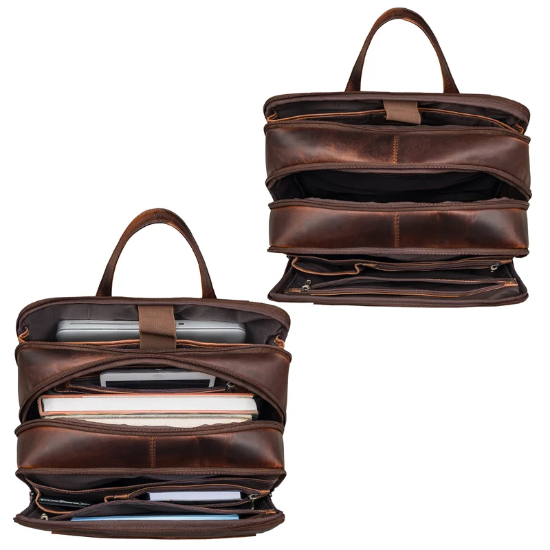 "Ettore" Großer Business Rucksack Herren Leder 17 Zoll Laptoprucksack