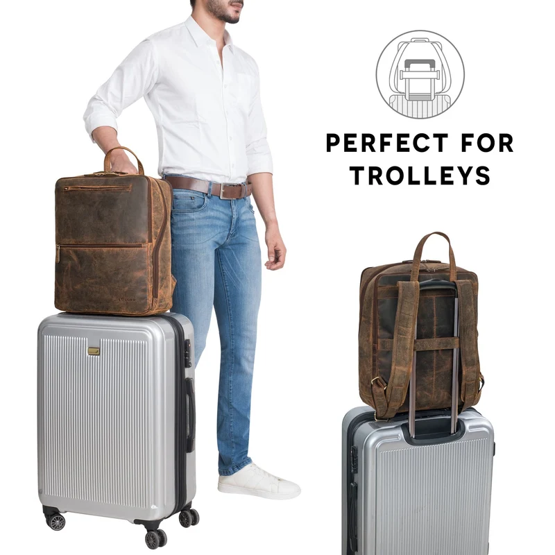 "Ettore" Großer Business Rucksack Herren Leder 17 Zoll Laptoprucksack
