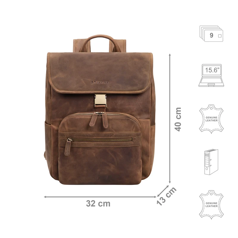 "Santino" Großer Vintage Leder-Rucksack 15.6 - 16 Zoll für Damen & Herren