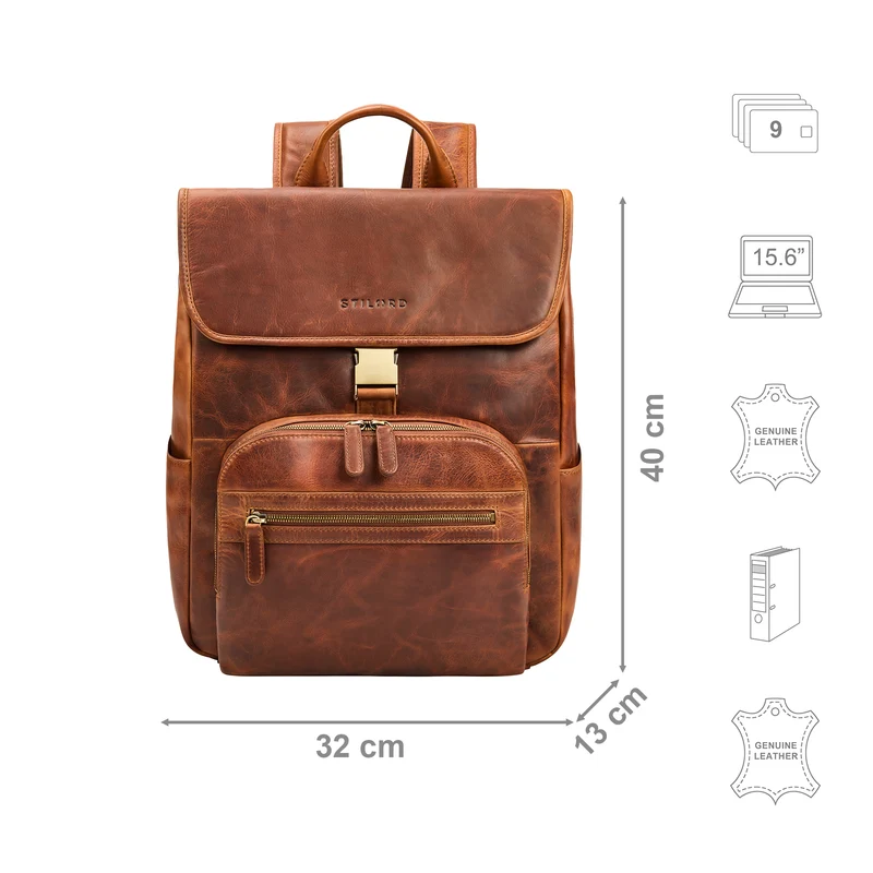 "Santino" Großer Vintage Leder-Rucksack 15.6 - 16 Zoll für Damen & Herren
