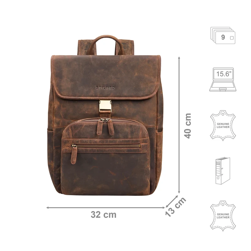 "Santino" Großer Vintage Leder-Rucksack 15.6 - 16 Zoll für Damen & Herren
