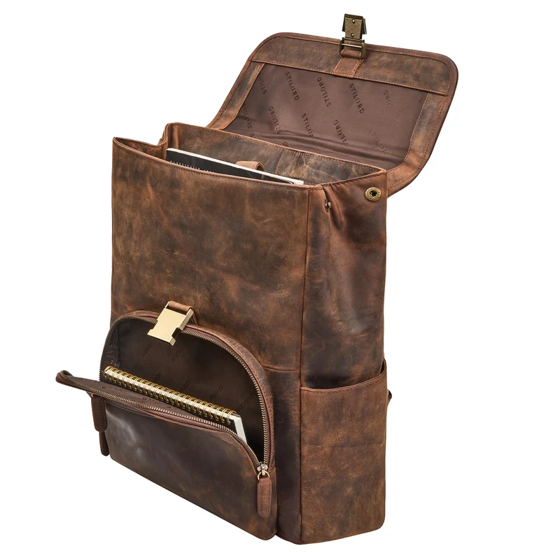 "Santino" Großer Vintage Leder-Rucksack 15.6 - 16 Zoll für Damen & Herren