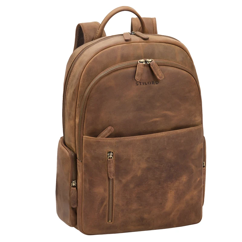 "Rio" Premium Leder-Rucksack mit Laptopfach 15.6 Zoll für Herren