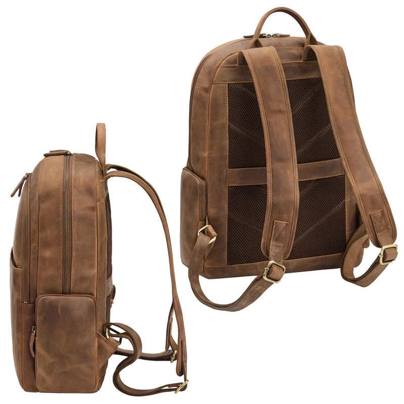 "Rio" Premium Leder-Rucksack mit Laptopfach 15.6 Zoll für Herren