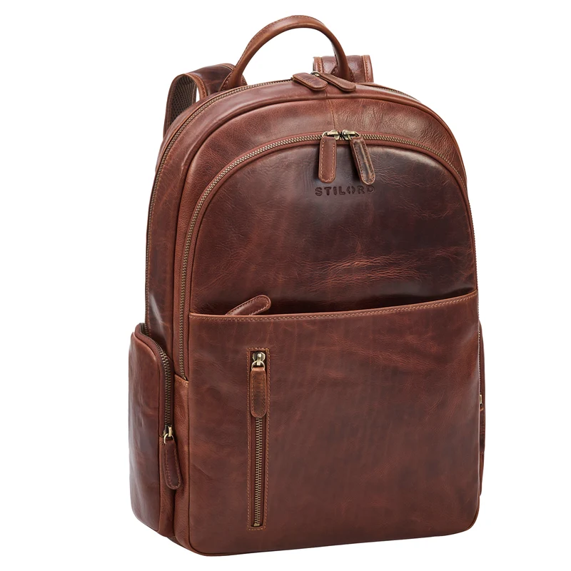 "Rio" Premium Leder-Rucksack mit Laptopfach 15.6 Zoll für Herren