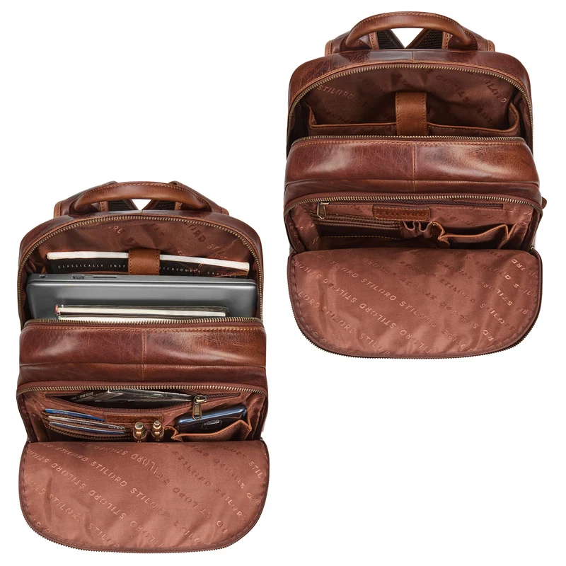 "Rio" Premium Leder-Rucksack mit Laptopfach 15.6 Zoll für Herren