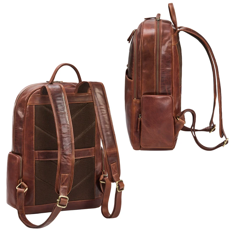 "Rio" Premium Leder-Rucksack mit Laptopfach 15.6 Zoll für Herren
