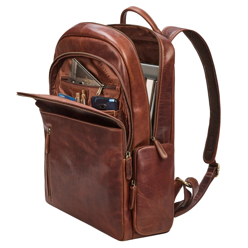 "Rio" Premium Leder-Rucksack mit Laptopfach 15.6 Zoll für Herren