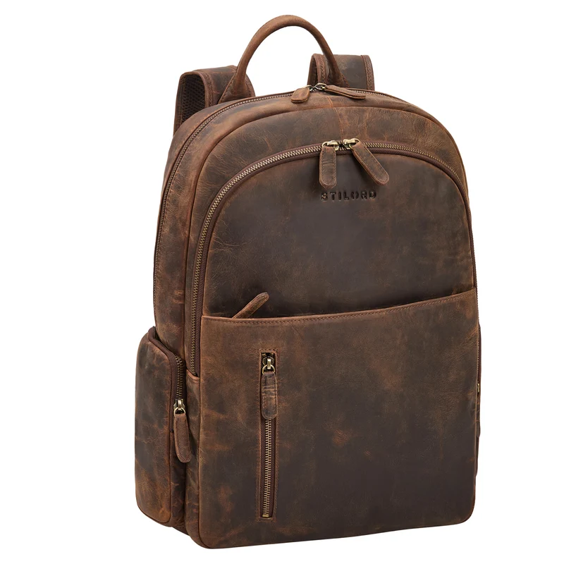"Rio" Premium Leder-Rucksack mit Laptopfach 15.6 Zoll für Herren