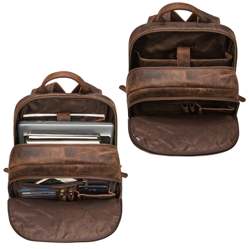 "Rio" Premium Leder-Rucksack mit Laptopfach 15.6 Zoll für Herren