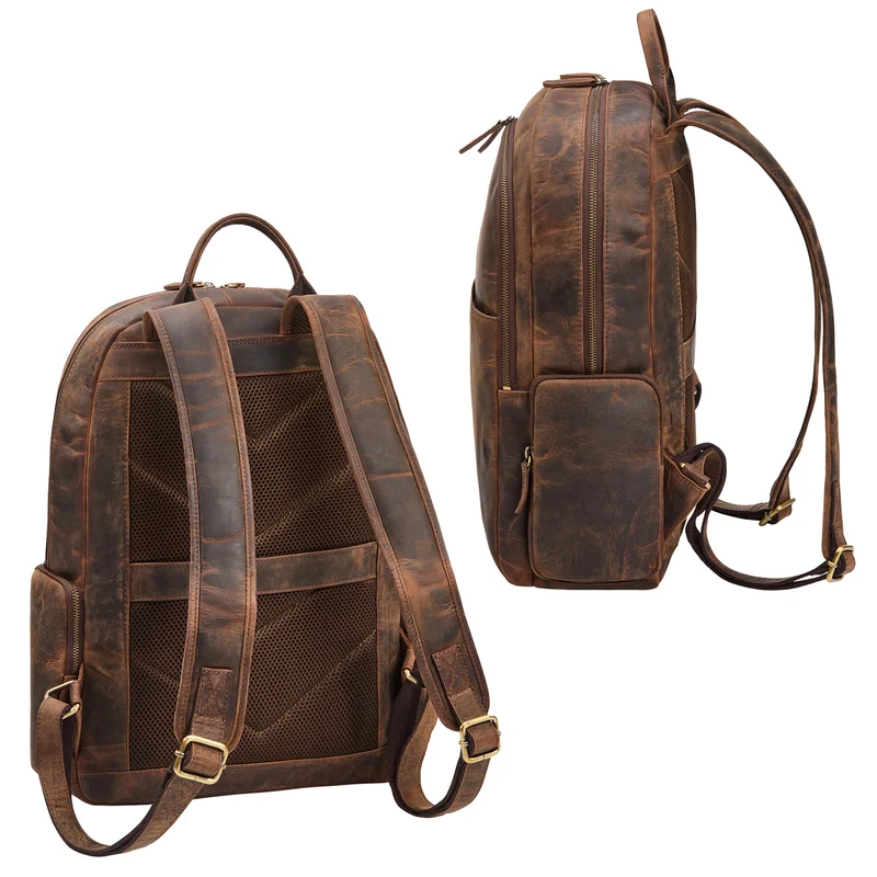 "Rio" Premium Leder-Rucksack mit Laptopfach 15.6 Zoll für Herren