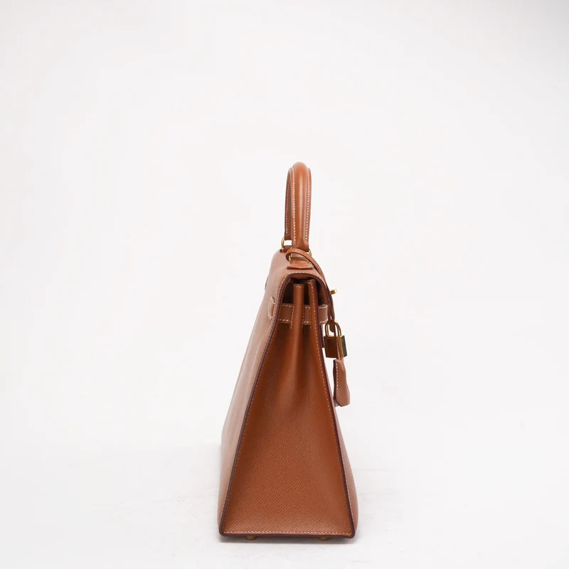 Hermès Vintage Gold Kelly Sellier 32 Epsom Y Circle 1995