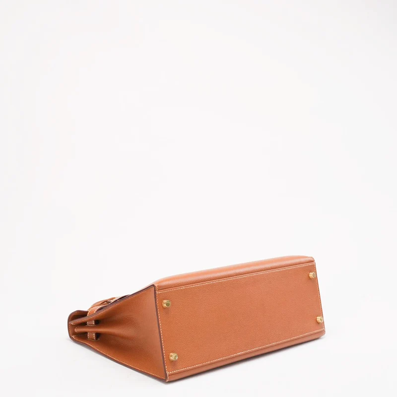 Hermès Vintage Gold Kelly Sellier 32 Epsom Y Circle 1995