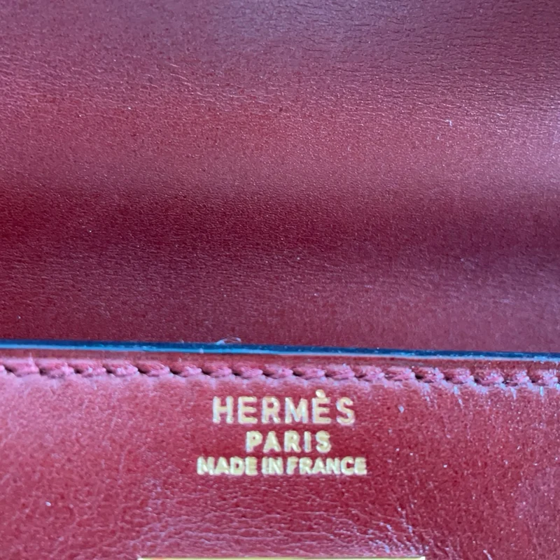 Hermes Vintgae Kelly 32 Burgunderrotes Boxleder 1993
