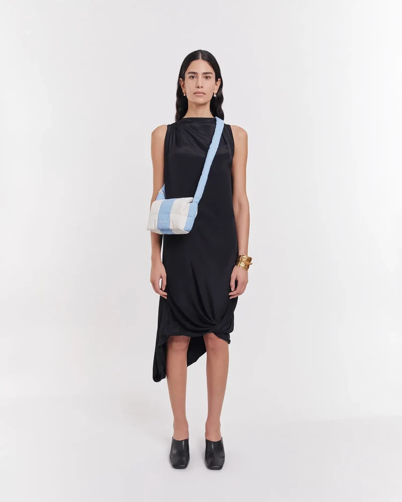 Porter Messenger Mini Cerulean - Marshmallow Stripes