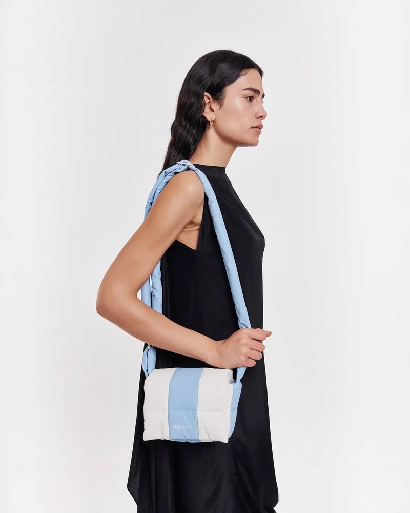 Porter Messenger Mini Cerulean - Marshmallow Stripes