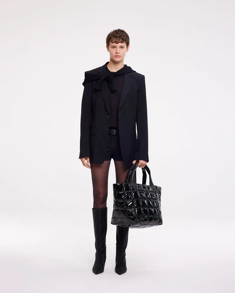 Porter Tote Medium Black Vinyl