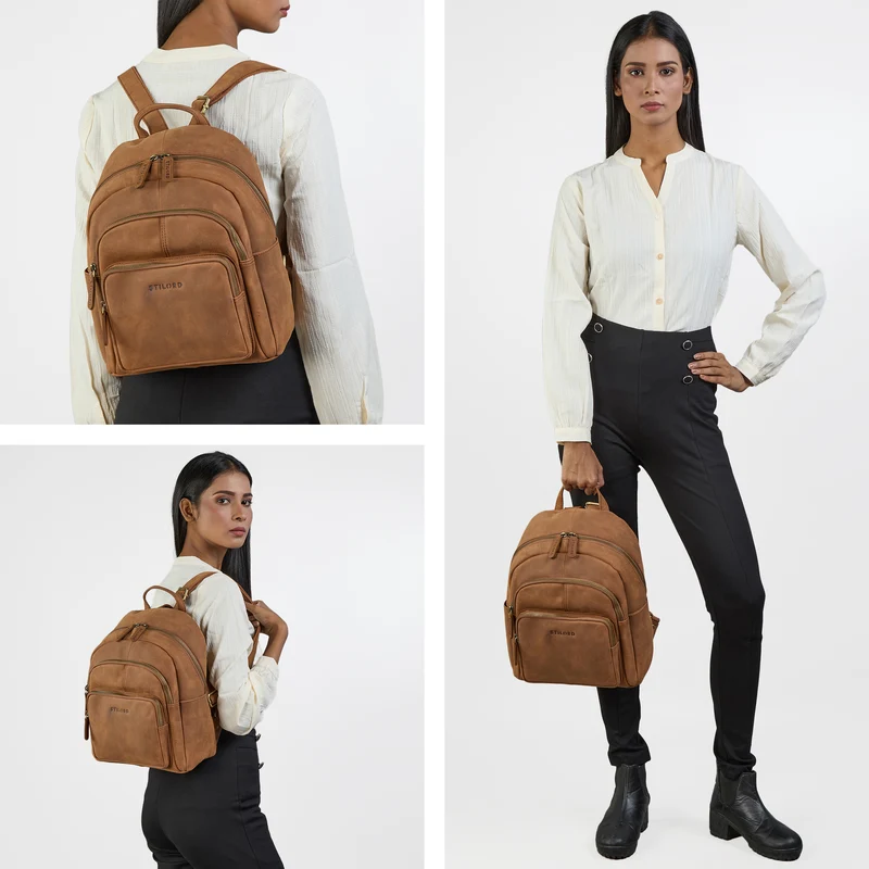 "Bea" Lederrucksack Damen Echtleder Elegant Cityrucksack mittelgroß