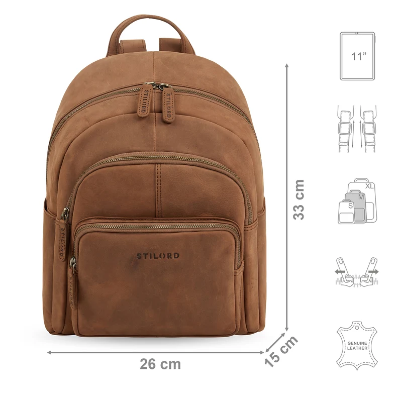 "Bea" Lederrucksack Damen Echtleder Elegant Cityrucksack mittelgroß