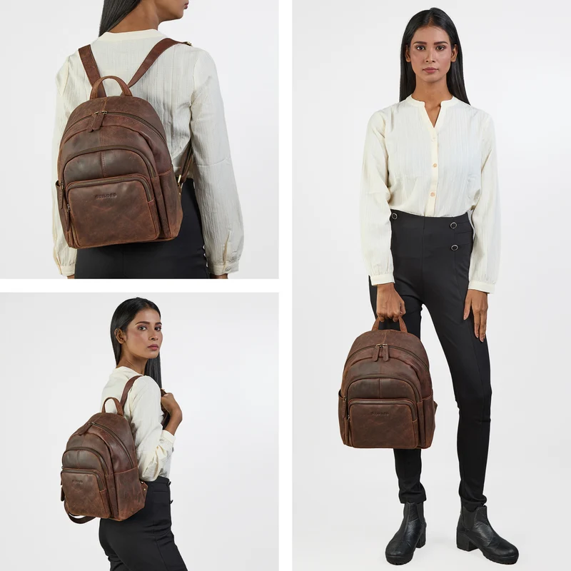 "Bea" Lederrucksack Damen Echtleder Elegant Cityrucksack mittelgroß