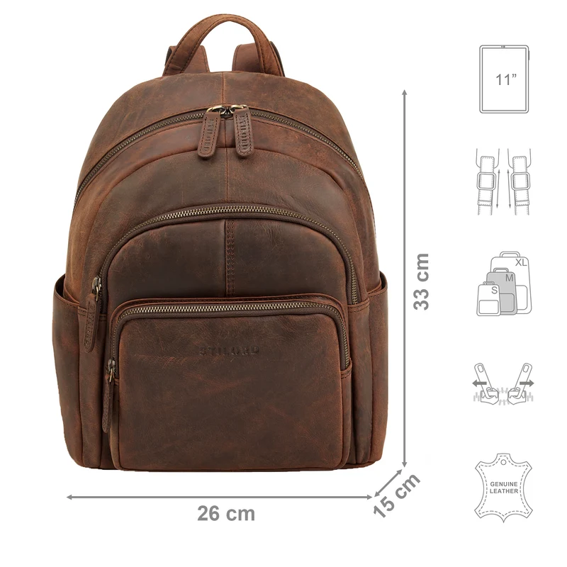 "Bea" Lederrucksack Damen Echtleder Elegant Cityrucksack mittelgroß