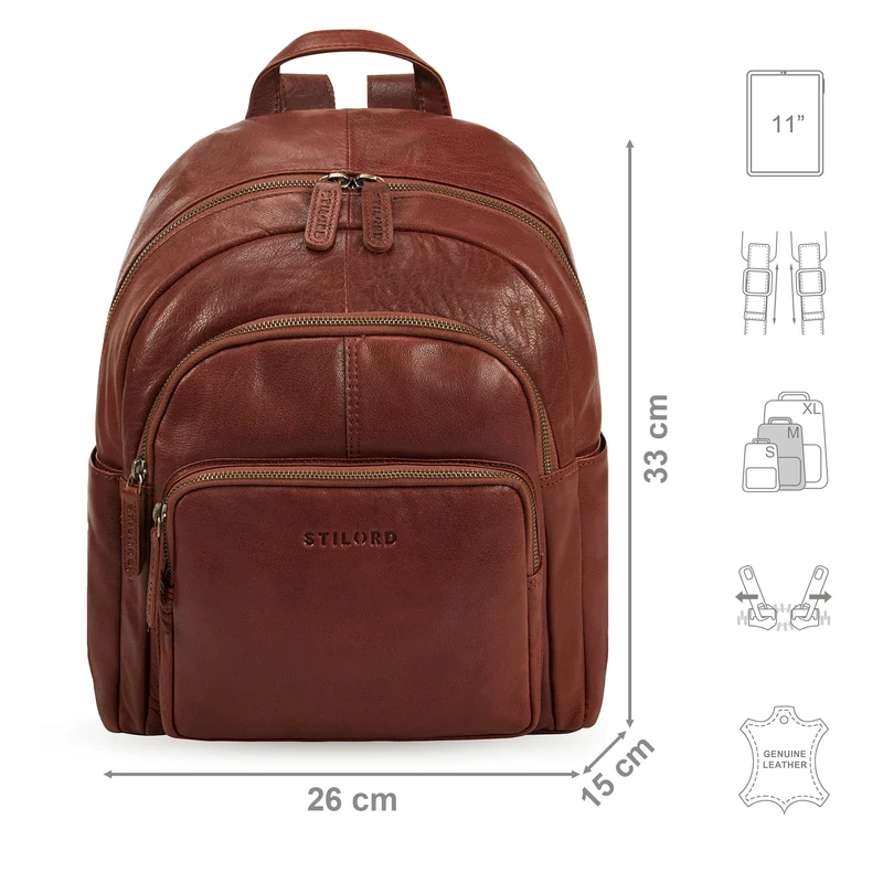 "Bea" Lederrucksack Damen Echtleder Elegant Cityrucksack mittelgroß