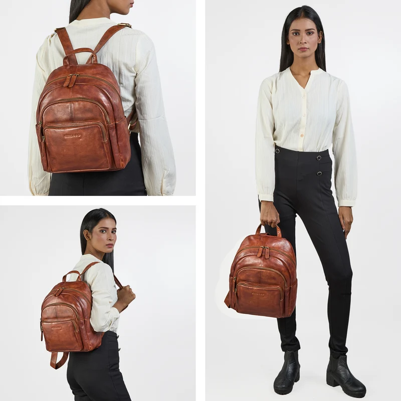 "Bea" Lederrucksack Damen Echtleder Elegant Cityrucksack mittelgroß