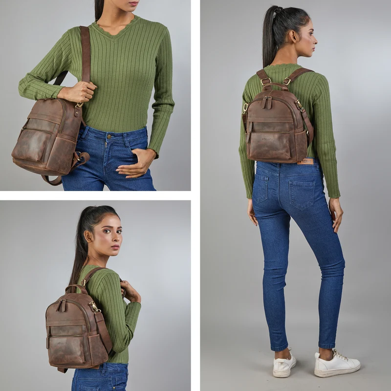 "Regina" 2-in-1 Rucksack-Tasche 2 in 1 Damen Echt Leder Klein