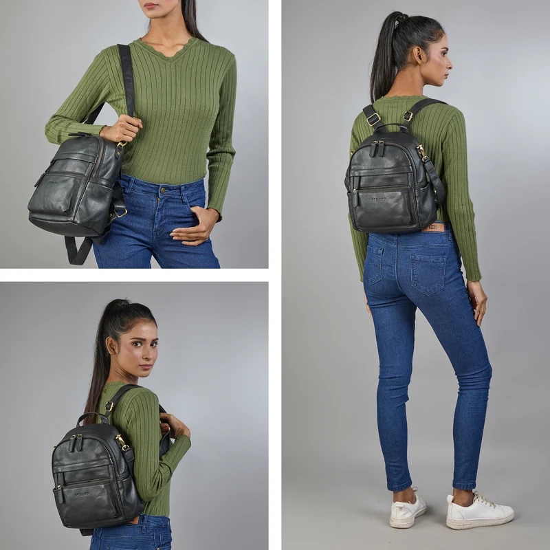 "Regina" 2-in-1 Rucksack-Tasche 2 in 1 Damen Echt Leder Klein