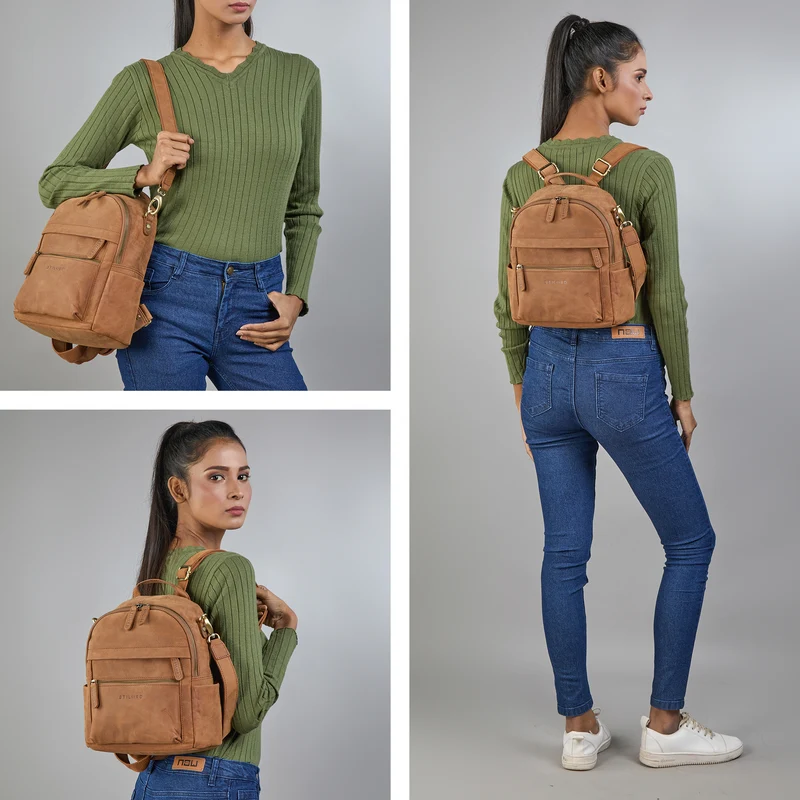 "Regina" 2-in-1 Rucksack-Tasche 2 in 1 Damen Echt Leder Klein