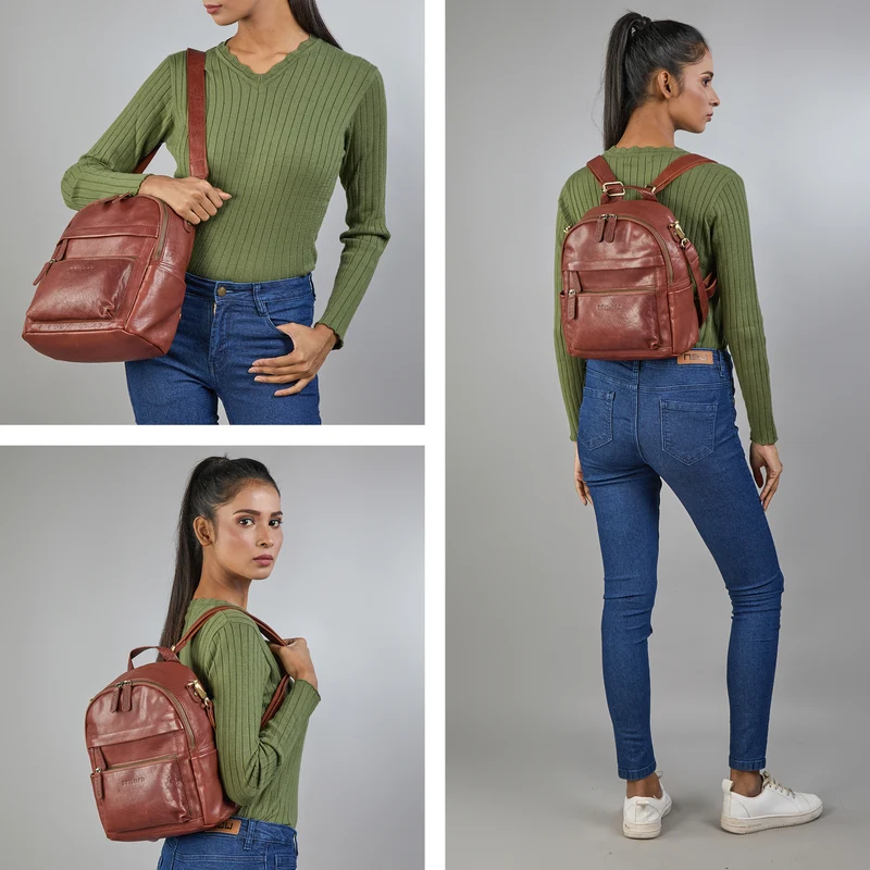 "Regina" 2-in-1 Rucksack-Tasche 2 in 1 Damen Echt Leder Klein
