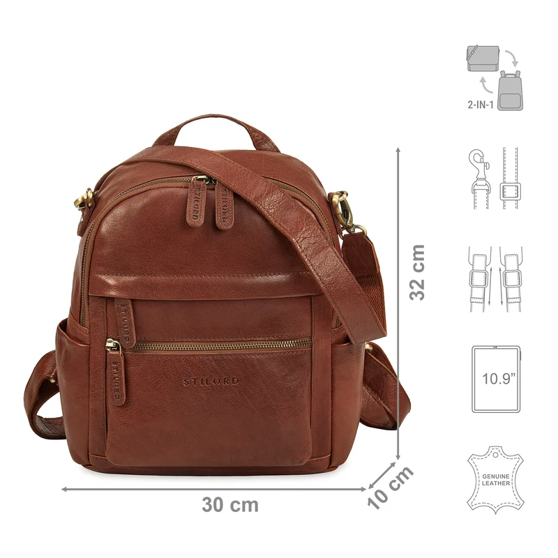 "Regina" 2-in-1 Rucksack-Tasche 2 in 1 Damen Echt Leder Klein