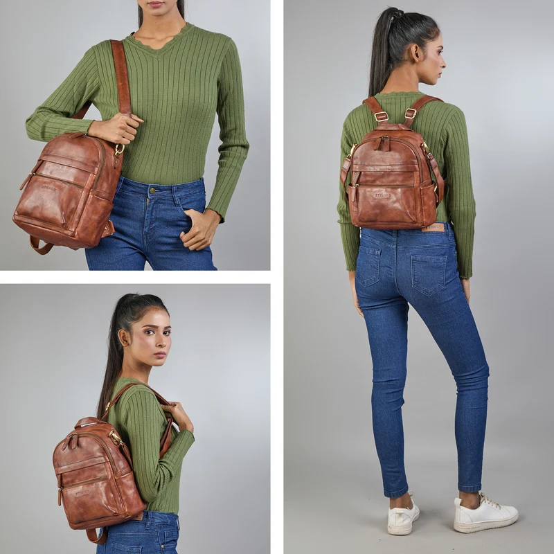 "Regina" 2-in-1 Rucksack-Tasche 2 in 1 Damen Echt Leder Klein