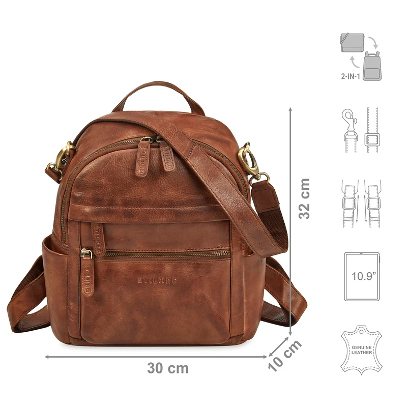 "Regina" 2-in-1 Rucksack-Tasche 2 in 1 Damen Echt Leder Klein