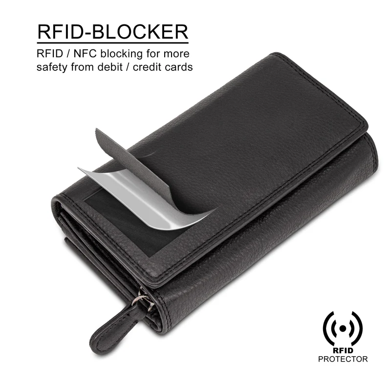 "Elisa" Elegante Geldbörse Damen Leder Groß viele Fächer & RFID Schutz
