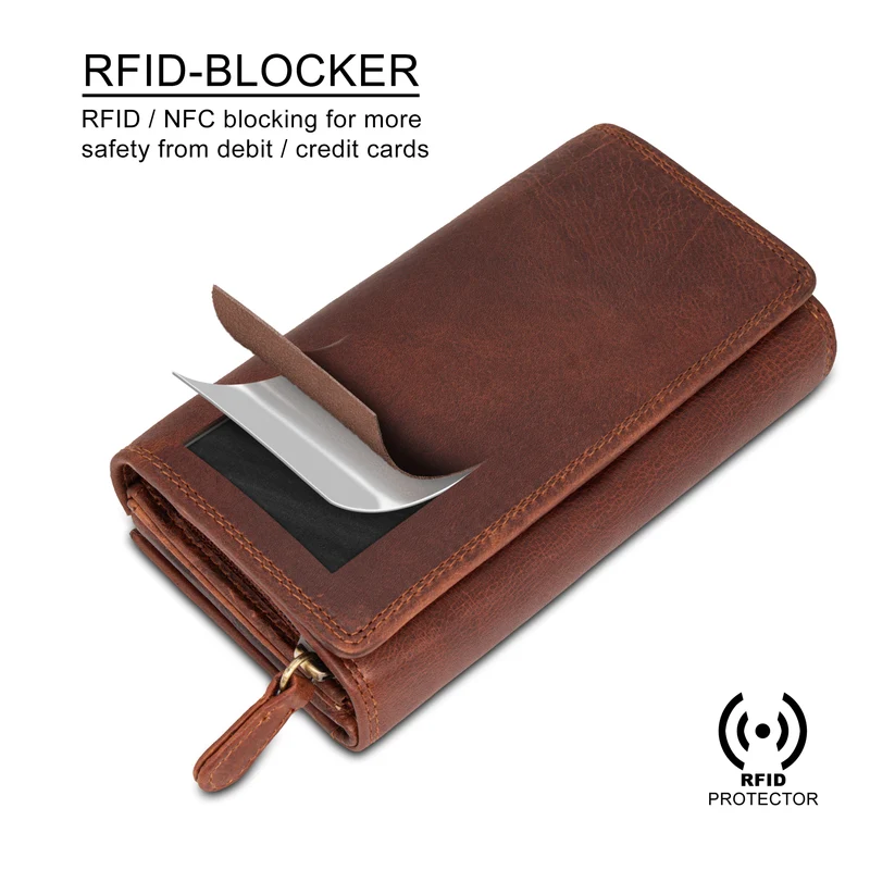 "Elisa" Elegante Geldbörse Damen Leder Groß viele Fächer & RFID Schutz