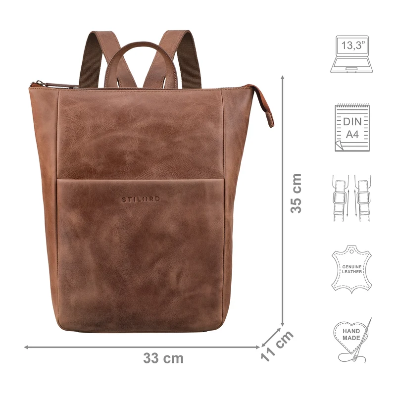 "Linda" Lederrucksack Damen Groß Laptoprucksack 13 - 13,3 Zoll