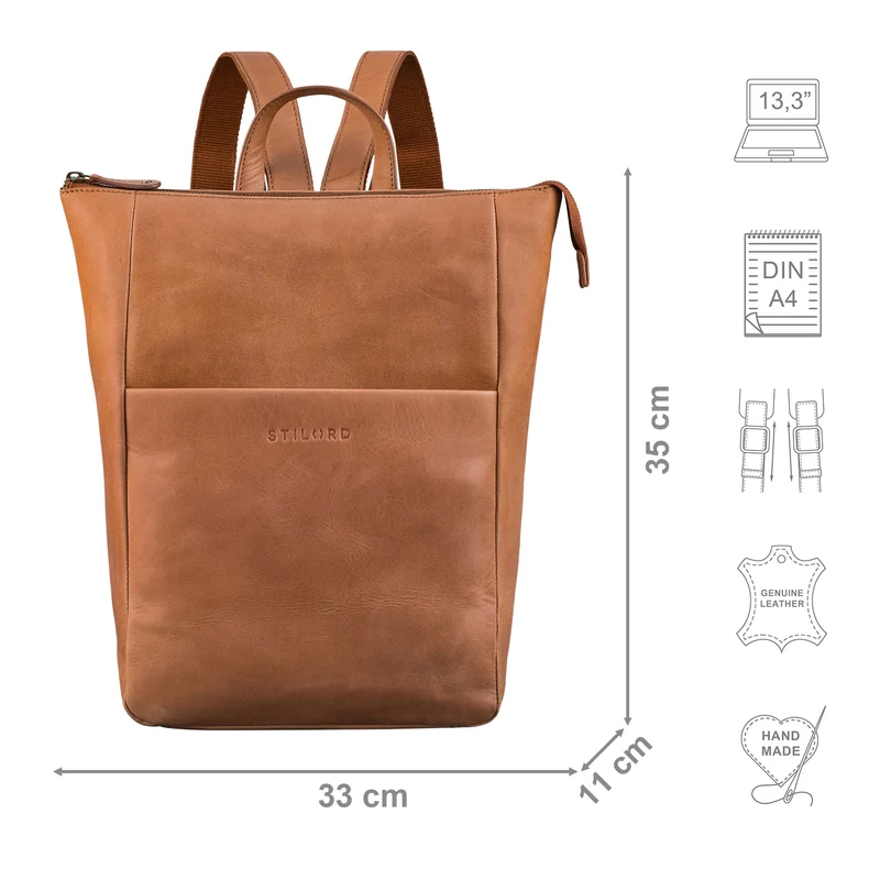 "Linda" Lederrucksack Damen Groß Laptoprucksack 13 - 13,3 Zoll